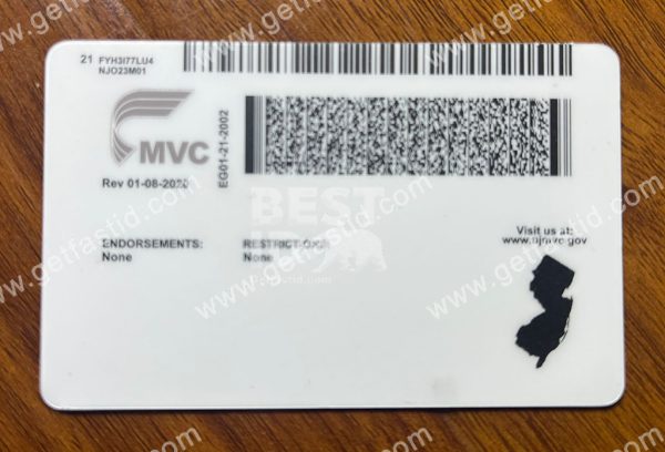 New Jersey ID back